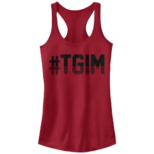 Juniors Womens CHIN UP Hashtag TGIM Racerback Tank Top - 1 of 3