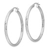 Black Bow Jewelry 3mm, Satin, Diamond Cut Sterling Silver Hoops - 45mm (1 3/4 Inch) - 2 of 4