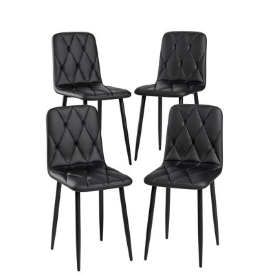34.7"Dining Chairs Set of 4, Modern Kitchen Dining Room Chairs, PU Dining Chair Black