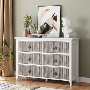 Jojoka Dresser for Bedroom,6 Drawer Wood Dresser with Large Drawer,Fluted Dressers for Living Room - 1 of 4