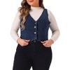 Agnes Orinda Women's Plus Size Sleeveless V Neck Button Down Casual Jean Denim Vest - 2 of 4