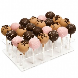 Blue Panda Clear Acrylic Cake Pop Stand, 24 Holes, 9 x 5.9 Inches, Lollipop Holder for Dessert Table, Ideal for Party Displays - 1 of 4