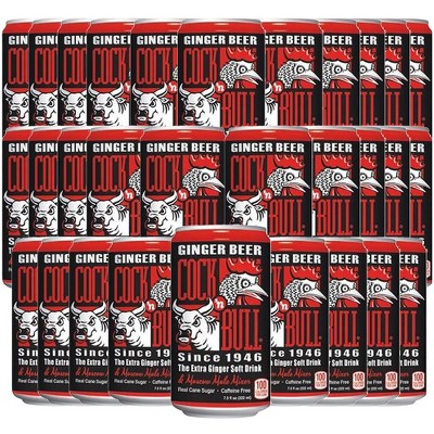 Cock n Bull Ginger Beer 7.5oz Soda Cans - Ideal Mixer for Cocktails, Mocktails, and Bartenders - Premium Quality for Perfect Mixed Drinks - Refreshing Flavor Profile- Made In USA
