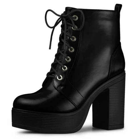 Black chunky deals heel boots