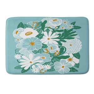 Megan Galante Groovy Floral Memory Foam Bath Rug Blue - Deny Designs: Abstract Microfiber Bathmat, Machine Washable - 1 of 4