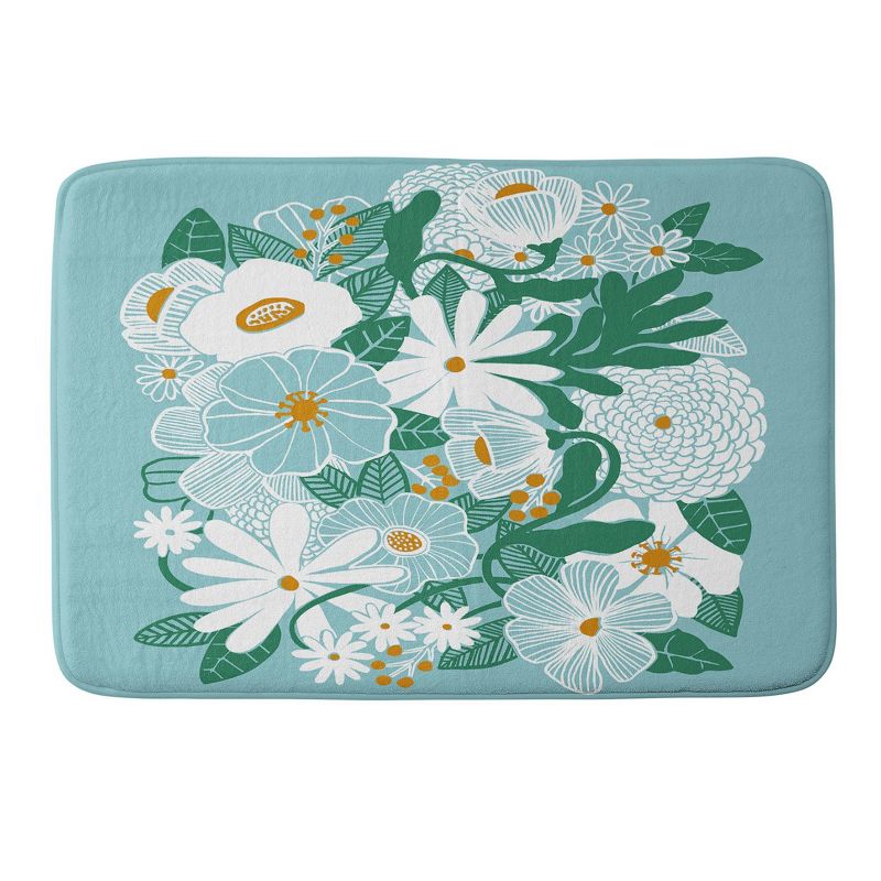 Megan Galante Groovy Floral Memory Foam Bath Mat Blue - Deny Designs, 1 of 6