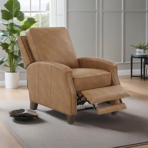 Faux Leather Push Back Recliner with High-Density Foam, Tapered Wood Legs, and Manual Recline - 1 of 4