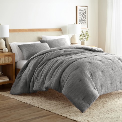 Waffle Textured Comforter Set All Season Down-alternative Ultra Soft ...