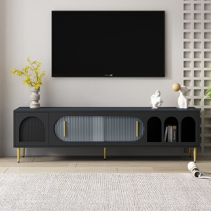 Modern TV Stand for TVs up to 70", TV Media Console Table with Acrylic Doors - ModernLuxe - 1 of 4