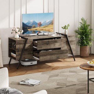 TV Stand for 55 60 Inch TV, Entertainment Center with Adjustable Shelf, 2 Drawers, Metal Feet, Mid Century Vintage Media Console Table - 1 of 4