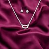 Slickblue Dainty Rope Chain Necklace & Pentagon Earring Set, Oval Charm Jewelry for Women, Gold/Silver - 2 of 3