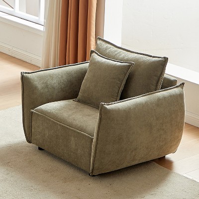 TIRAMISUBEST Minimalist Single Sofa, Living Room Upholstered Armchair, Modern Lazy Sofa