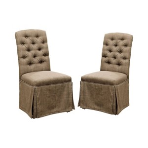 Set of 2 Palmquist Transitional Button Tufted Dining Chair Brown - ioHOMES
