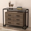 6 Drawers Dresser, Wooden Drawer Chest with Tempered Glass Top and Steel Frame, 39.4" Farmhouse TV Stand, Multi-Purpose Large Storage Cabinet - 4 of 4