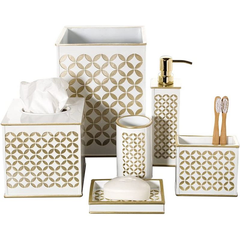 Creative Scents Diamond Lattice White and Gold Square Tissue Box, 5 of 8