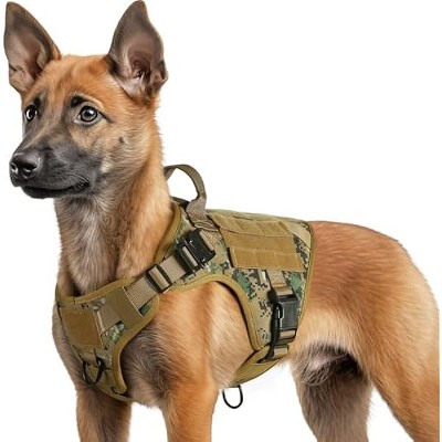 rabbitgoo Tactical Dog Harness for Small, Heavy Duty Pet Harness with Handle,  Adjustable Military Dog Vest  Brown Camo, S