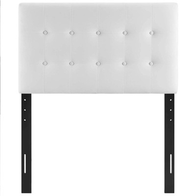White Tufted Faux Leather Upholstered Twin Headboard