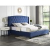 3-Piece Upholstered Bedroom Set, Tufted Wingback Bed with 2 Nightstands, Nightstands with Drawers, Upholstered Bed Modern-Cuddlewood - 2 of 4