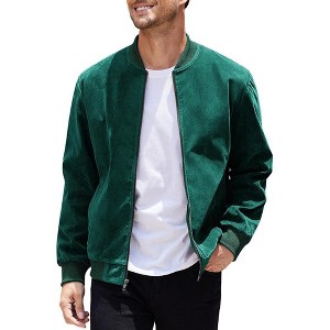 COOFANDY Men's Casual Varsity Jacket Vintage Lightweight Suede Bomber Jackets S-XXL - 1 of 4
