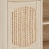 Garvee 2-Door Rattan Decorated Sideboard Buffet Cabinet with Adjustable Shelves Natural Wood Storage Console, Oak - 2 of 4