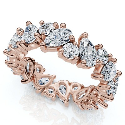 Pompeii3 3Ct Pear & Round Diamond Eternity Ring 14k Gold or Platinum Lab Created