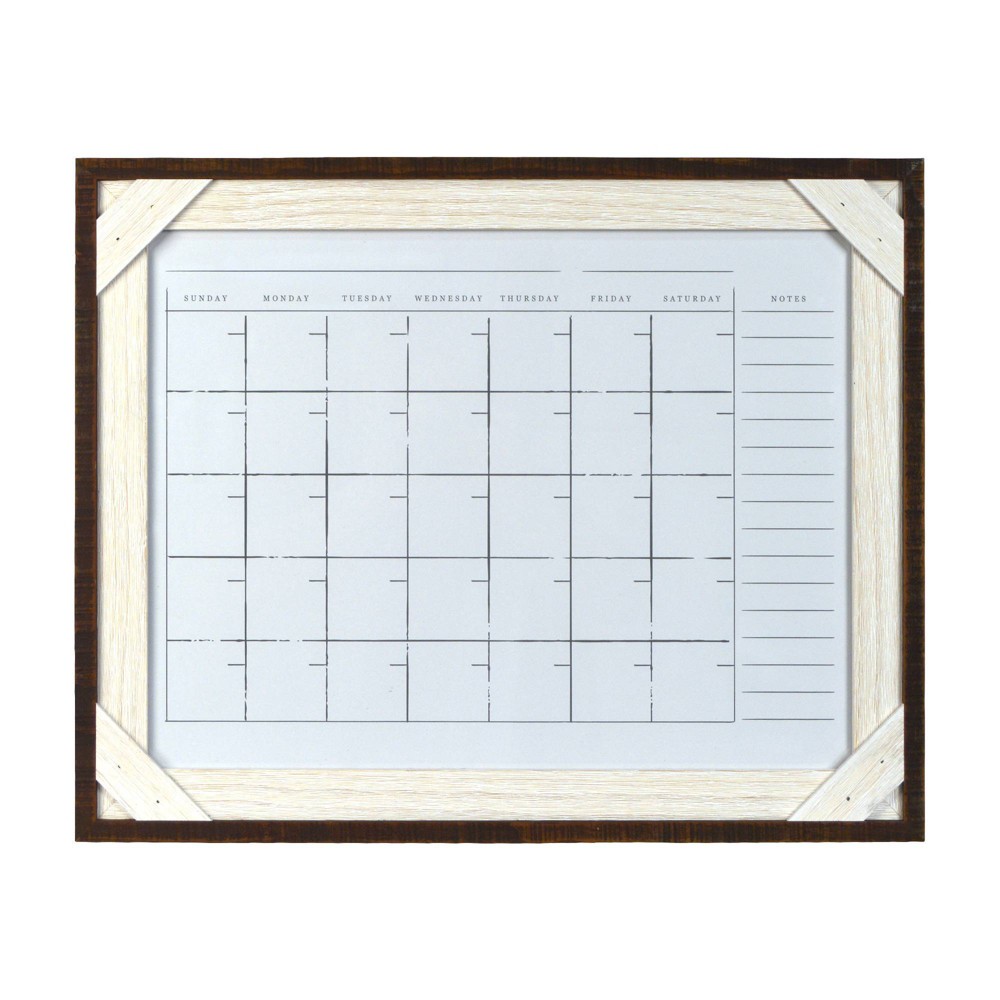 Photos - Planner 16" x 20" Framed Reclaimed Crosshatch Dry Erase Wall Calendar Walnut/White