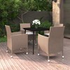 vidaXL Patio Dining Set - 5 Piece, Beige Poly Rattan Outdoor Furniture with Cushions and Glass Tabletop, Weather-Resistant - 2 of 4