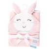 Hudson Baby Infant Girl Cotton Animal Face Hooded Towel, Pink Bunny, One Size - 2 of 2
