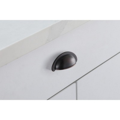 Oil-Rubbed Bronze Modern Cup Pulls with Mounting Hardware, Set of 10