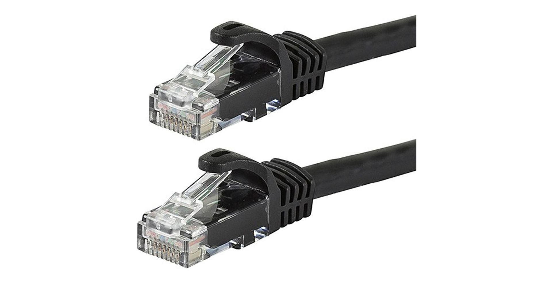 Monoprice Cat6 Ethernet Patch Cable - 14 Feet - Black | Network Internet Cord - RJ45, Stranded, 550Mhz, UTP, Pure Bare Copper Wire, 24AWG - Flexboot
