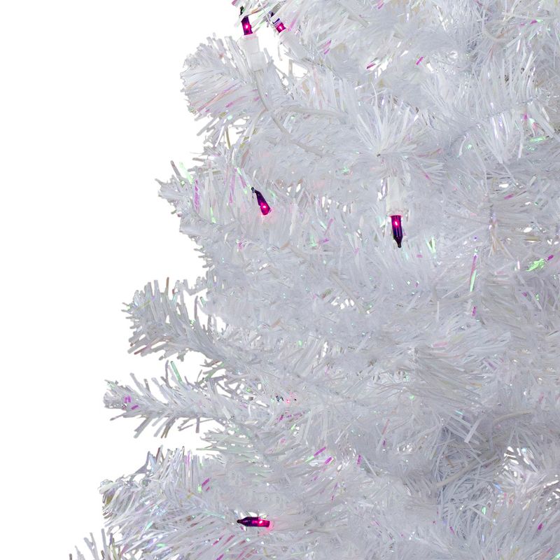 Northlight 4' Prelit Artificial Christmas Tree White Iridescent Pine - Pink/Purple Lights, 3 of 7