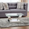 HomeRoots 32" Clear And Silver Glass And Stainless Steel Floor Shelf Coffee Table - 2 of 4