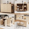 Wooakway 51"W Coastal Kitchen Island Cart with Drop Leaf in Champagne Handwoven Ash Veneer on Wheels with Storage - 4 of 4