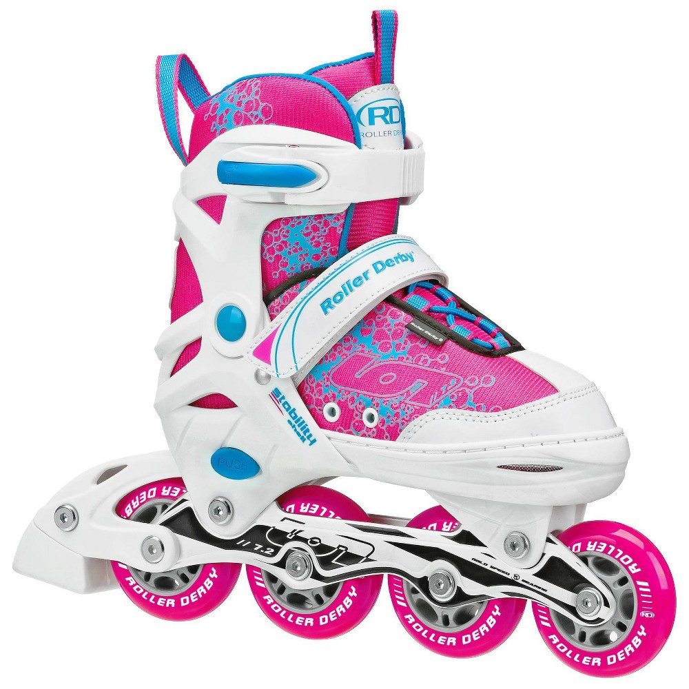 Photos - Roller Skates Roller Derby ION 7.2 Girl's Adjustable Inline Skate - White/Mint/Pink M 