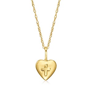 Ross-Simons Child's 14kt Yellow Gold Heart and Cross Pendant Necklace Size 15 - 1 of 3