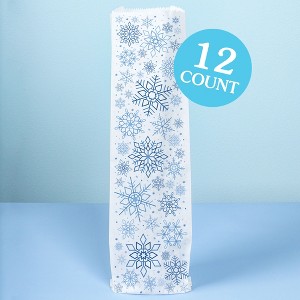 Big Dot of Happiness Blue Snowflakes Wine Gift Bags, Winter Wonderland Christmas Hostess Thank You Wine Bottle Gift Wrap, Holiday Paper Bags - 12 ct - 1 of 4