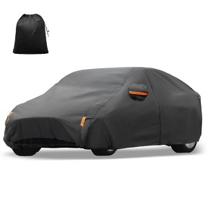 Unique Bargains 210T Polyester Outdoor Full Car Cover Black - 1 of 4