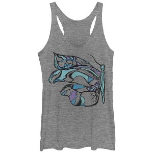 Women's Lost Gods Abstract Butterfly Racerback Tank Top - 1 of 3