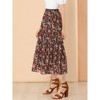 INSPIRE CHIC Women's Floral Elastic Waist Tiered Ruffle Boho Midi Skirts - 4 of 4