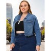 Women's Plus Size Cropped Long Sleeve Casual Denim Jean Jackets with Pocket - Agnes Orinda - 2 of 4