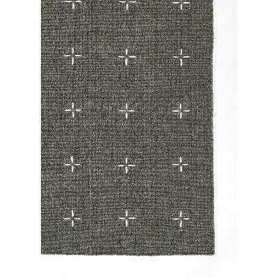 Handmade Charcoal Wool and Synthetic Rectangular Rug