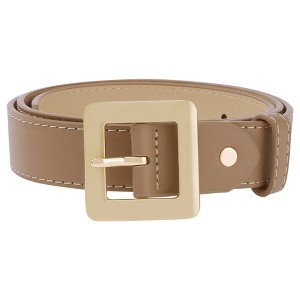 INSPIRE CHIC Women's Golden Square Buckle Fashion Faux Leather Waist Belts 1 Pc - 1 of 4