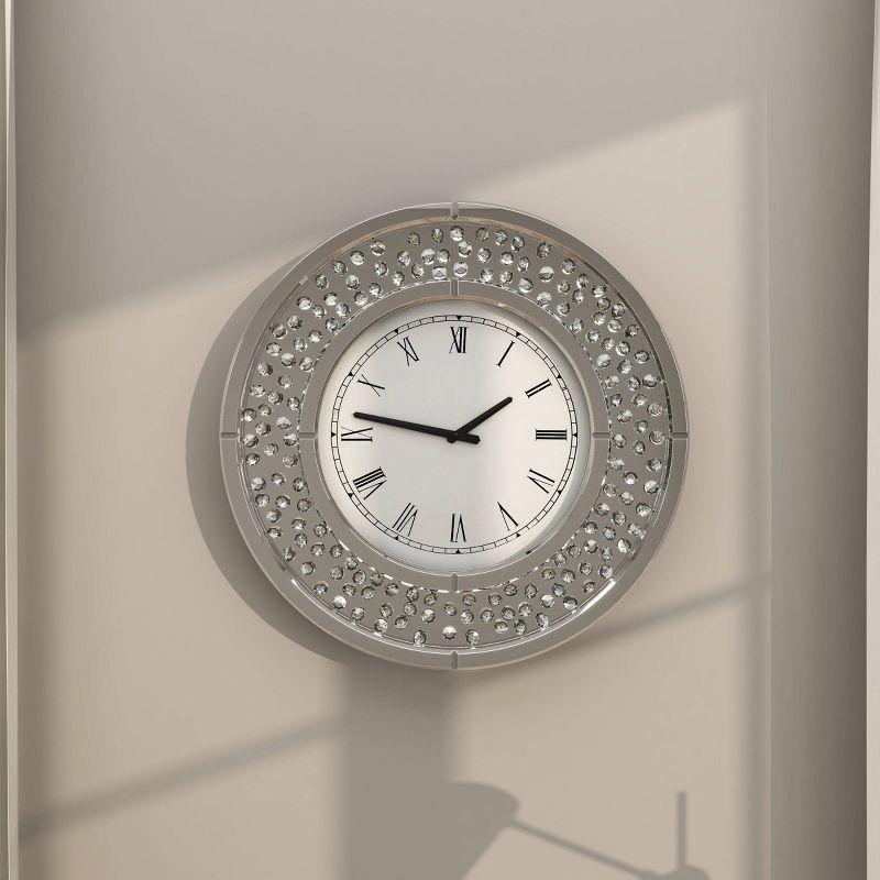 20&#34;x20&#34; Glass Mirrored Wall Clock with Floating Crystals White - Olivia &#38; May, 4 of 17