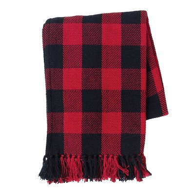 C&F Home Franklin Red & Black Woven 50" x 60" Fringe Throw Blanket