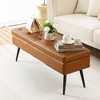 Aoibox Faux Leather Tufted Storage Ottoman Bench, Long Entryway Bench for Living Room, Supports 660lbs - Cognac Brown - 3 of 4
