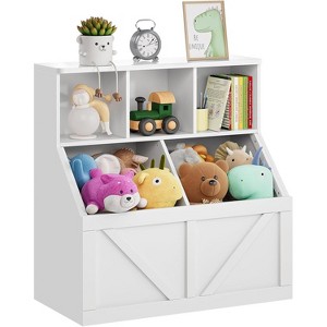 Kids Toy Storage Organizer with Bookshelf, 3-Tier Toy Shelf & 2 Storage Bins for Nursery, Playroom, Bedroom - 1 of 4