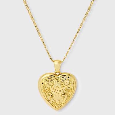 14K Gold Dipped Heart Charm W Initial Necklace - A New Day™ Gold