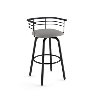 Amisco Turbo Upholstered Counter Height Barstool Gray/Black: 26" Seat, Steel Frame, Polyester Textile, Spot Clean - 1 of 4