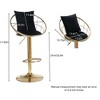 Gulches Set of 2 Black Velvet Bar Chairs - 360¡ã Rotation, Height Adjustable, Pure Gold Plated, Unique Network Back with Gift Pillow - 2 of 4