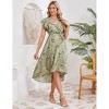 BLUEMING Maternity Dress for Women Summer V Neck Dress with Flutter Sleeve Tie Wasit High Low Hemline Dress Maternity Wedding Guest Dress - 4 of 4